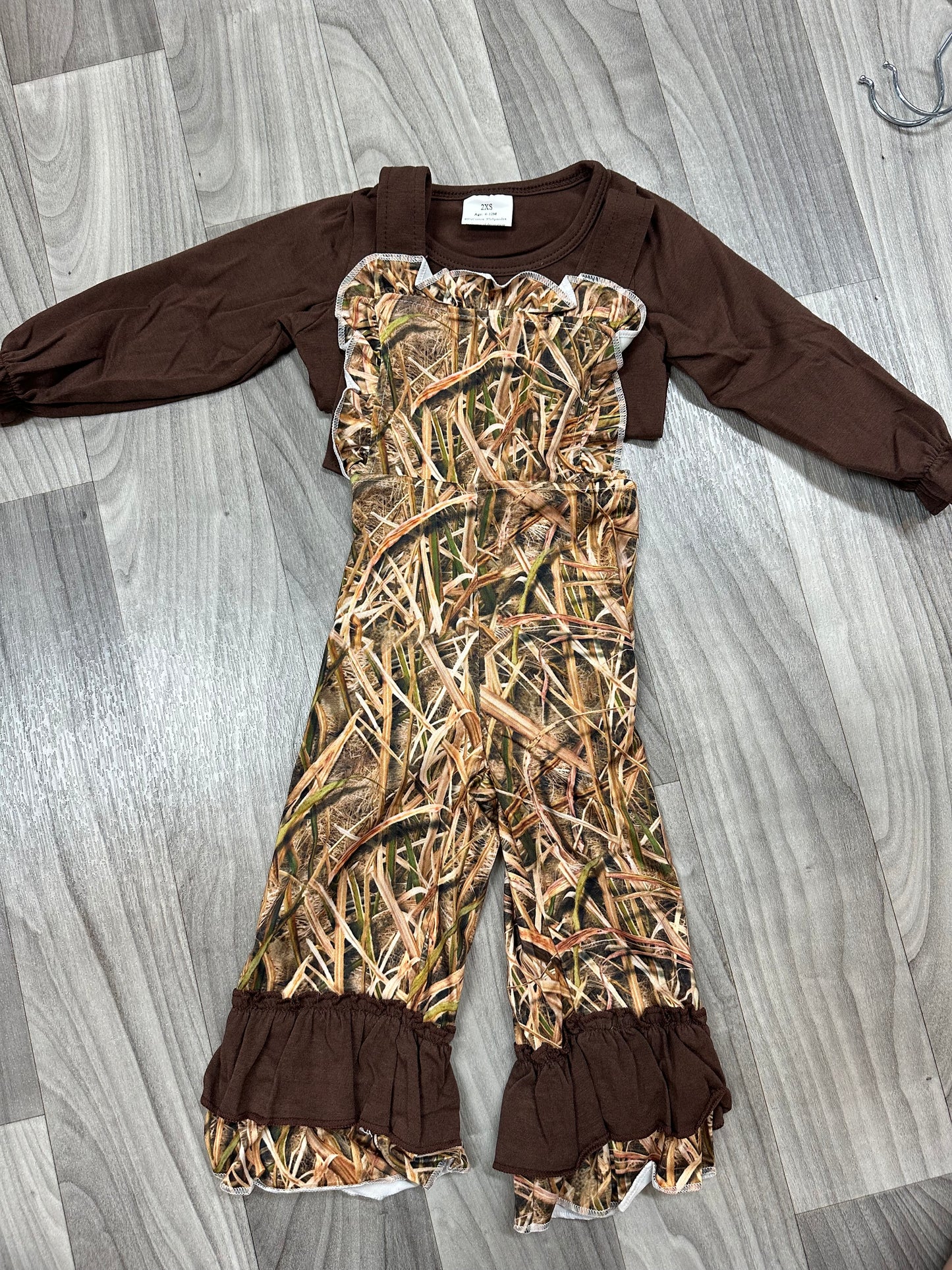 Girls Camo Overalls Set