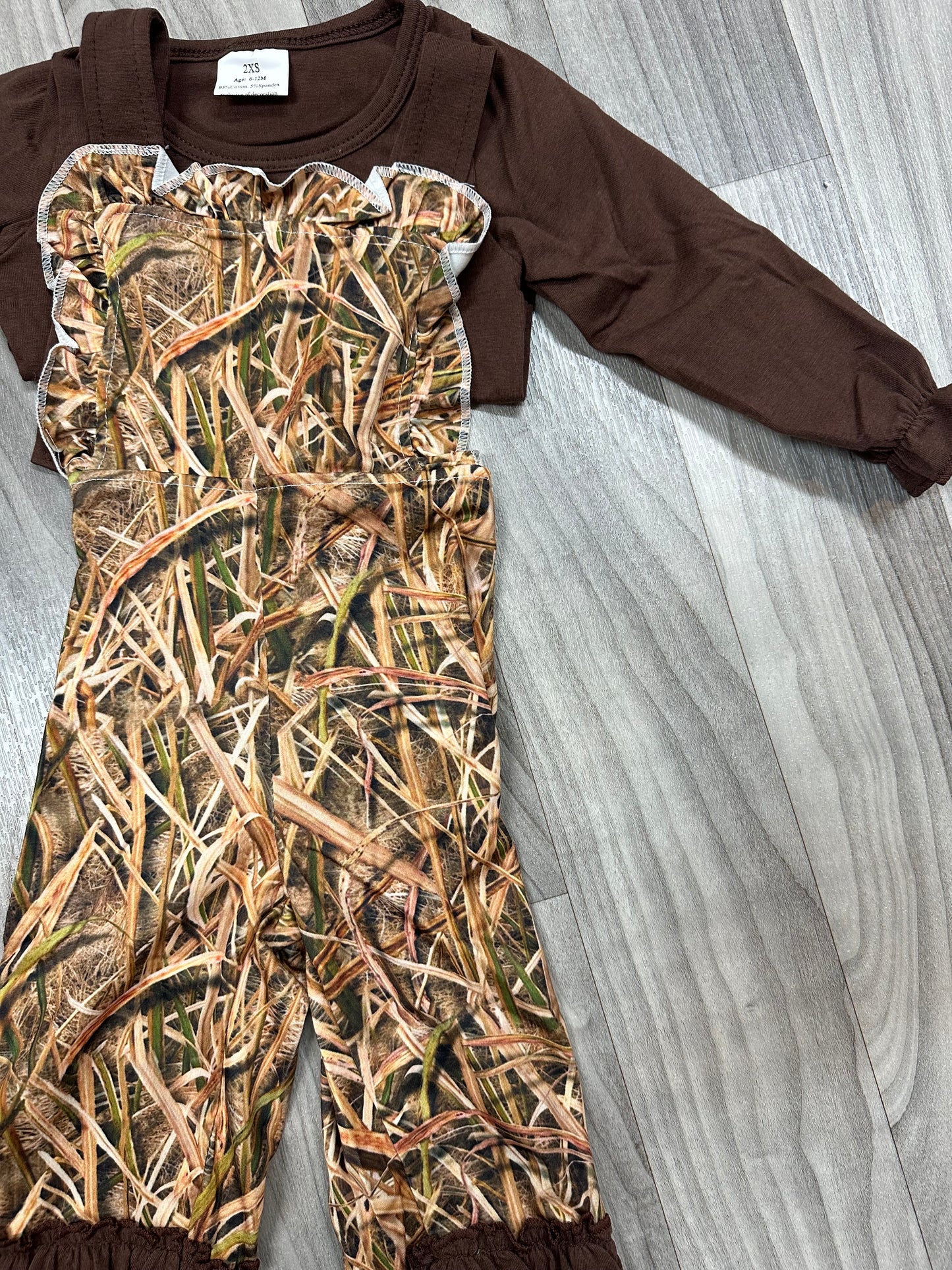 Girls Camo Overalls Set