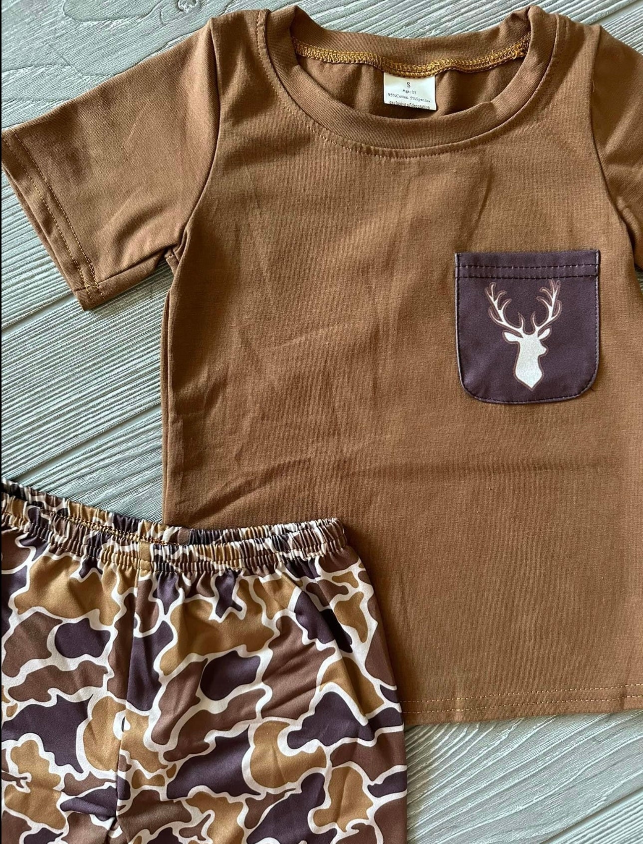 Brown Camo Deer Short Set