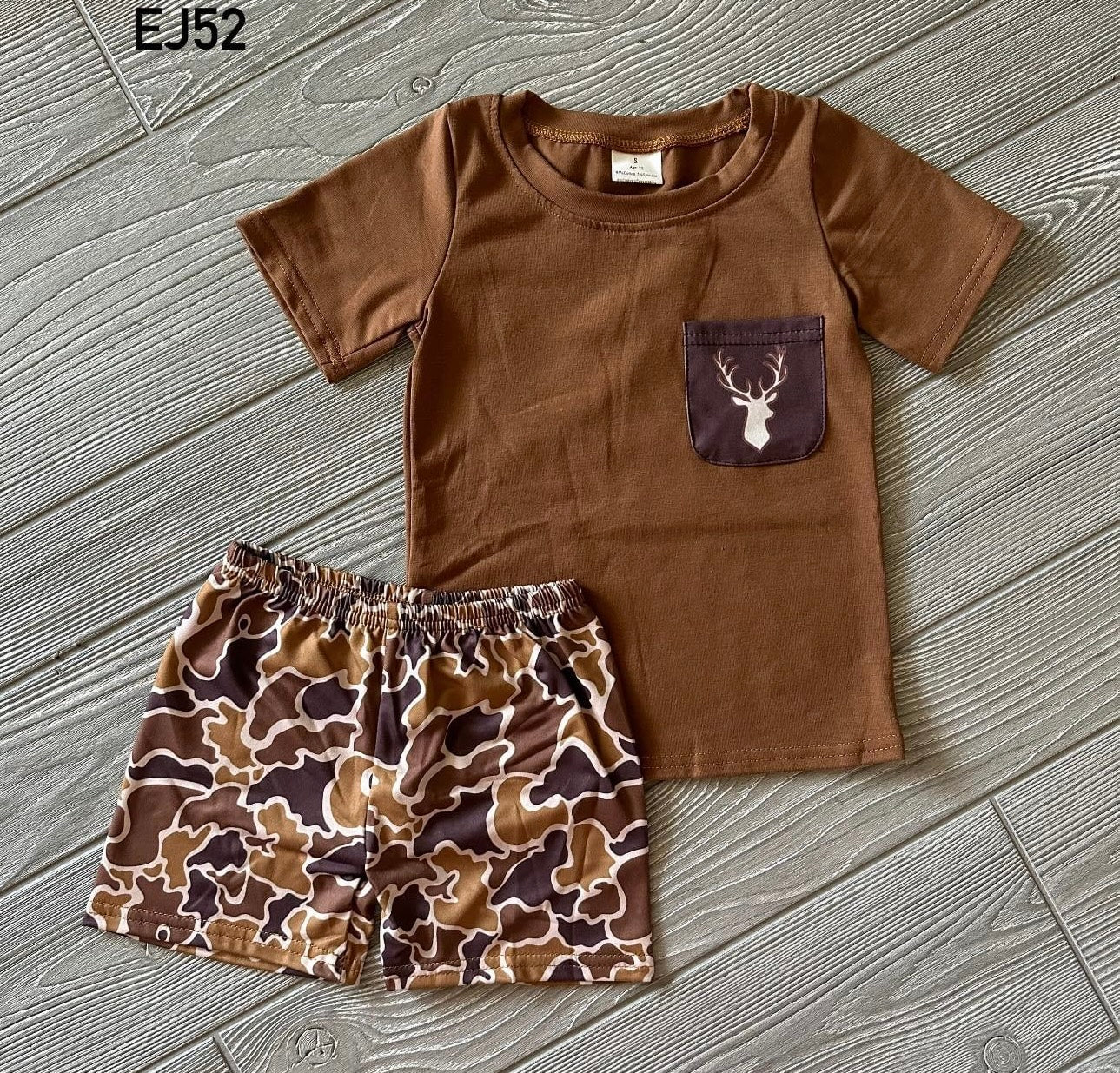 Brown Camo Deer Short Set