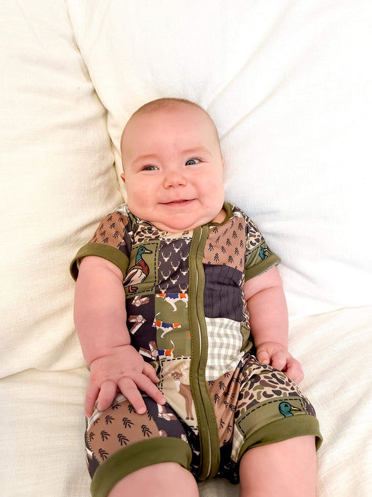 Hunting Patchwork Romper