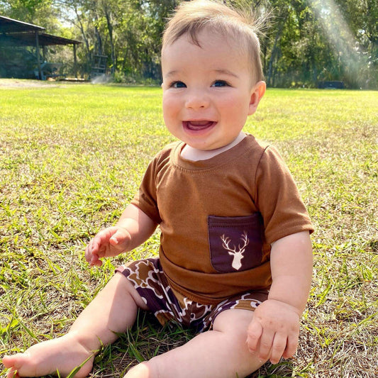 Brown Camo Deer Short Set